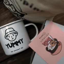 【24小時快速出貨】露營Yummy男 琺瑯杯 露營杯 附手提小袋 第2張的照片
