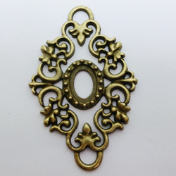 再販＜2個＞14×10mm用:フィリグリーセッティング（金古美）60×40ｍｍ 3枚目の画像