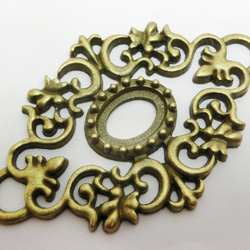 再販＜2個＞14×10mm用:フィリグリーセッティング（金古美）60×40ｍｍ 2枚目の画像