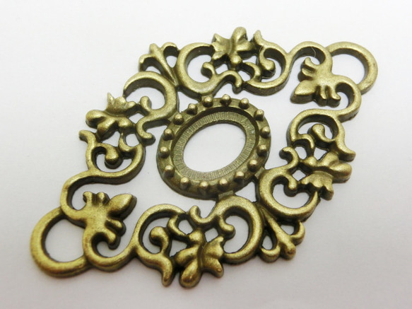 再販＜2個＞14×10mm用:フィリグリーセッティング（金古美）60×40ｍｍ 2枚目の画像