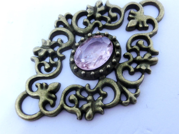 再販＜2個＞14×10mm用:フィリグリーセッティング（金古美）60×40ｍｍ 5枚目の画像