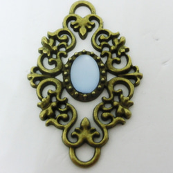 再販＜2個＞14×10mm用:フィリグリーセッティング（金古美）60×40ｍｍ 4枚目の画像