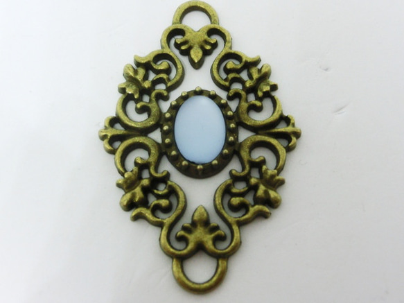 再販＜2個＞14×10mm用:フィリグリーセッティング（金古美）60×40ｍｍ 4枚目の画像