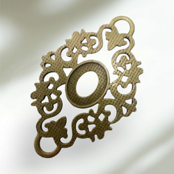 再販＜2個＞14×10mm用:フィリグリーセッティング（金古美）60×40ｍｍ 7枚目の画像