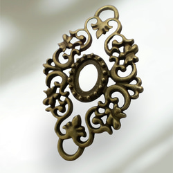 再販＜2個＞14×10mm用:フィリグリーセッティング（金古美）60×40ｍｍ 1枚目の画像