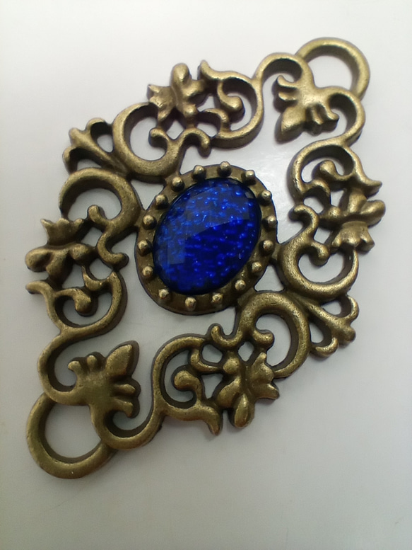 再販＜2個＞14×10mm用:フィリグリーセッティング（金古美）60×40ｍｍ 6枚目の画像