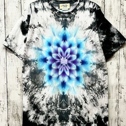 タイダイ染め Tシャツ　Mサイズ　曼荼羅　ブラック　ムラ染め　Hippies Dye HD19-51 1枚目の画像