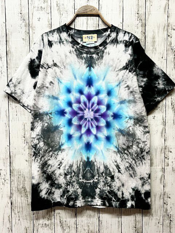 タイダイ染め Tシャツ　Mサイズ　曼荼羅　ブラック　ムラ染め　Hippies Dye HD19-51 1枚目の画像