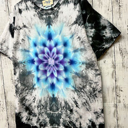 タイダイ染め Tシャツ　Mサイズ　曼荼羅　ブラック　ムラ染め　Hippies Dye HD19-51 2枚目の画像