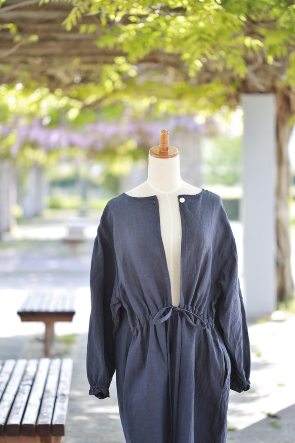 受注製作】おしゃれ割烹着（リネン100％） クリアランス 受注製作