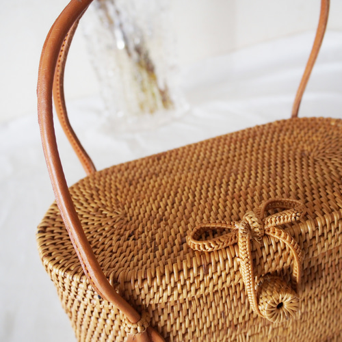 特集掲載・即納可能【バリ島の職人技☆アタ】カゴバック・オブロング