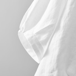 柔軟泡泡袖襯衫 100% 亞麻半袖白色 230509-1 第4張的照片