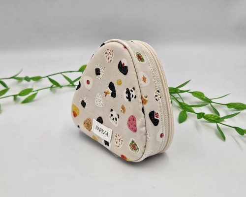 撥水ラミネート】ミニサイズのシェル型ポーチNo.5、6 おにぎりパンダ