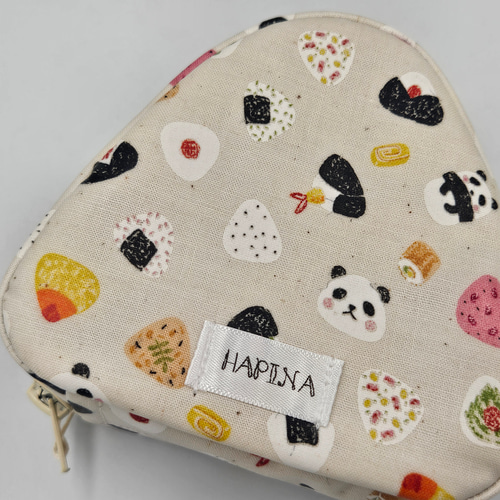 撥水ラミネート】ミニサイズのシェル型ポーチNo.5、6 おにぎりパンダ