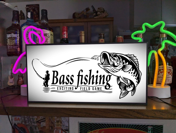 【オーダー無料】釣り トラウト ニジマス フィッシング 釣具店 ガレージ オープン 店舗 自宅 看板 置物 雑貨 ライトBOX 電飾看板 電光看板 Lサイズ】アウトドア フィッシング 釣り バスフィッシング
