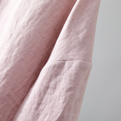 柔軟泡泡袖襯衫 100% 亞麻半袖粉紅 230509-2 第4張的照片