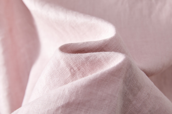 蓬鬆泡泡袖襯衫亞麻 100% 半袖粉色 230509-2 第8張的照片