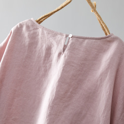 柔軟泡泡袖襯衫 100% 亞麻半袖粉紅 230509-2 第6張的照片