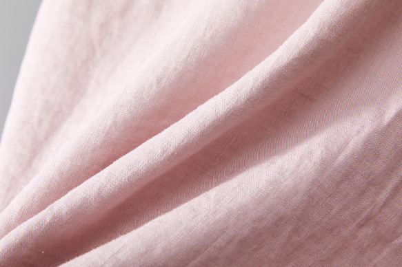 ふんわり　パフスリーブブラウス　リネン100％　五分袖　ピンク　230509-2 7枚目の画像