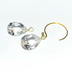 【天然石チャーム】 宝石質クリスタル　ペアシェイプ　14kgf　１個　ハンドメイド素材 4枚目の画像