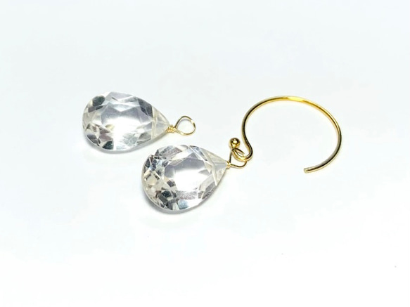 【天然石チャーム】 宝石質クリスタル　ペアシェイプ　14kgf　１個　ハンドメイド素材 4枚目の画像