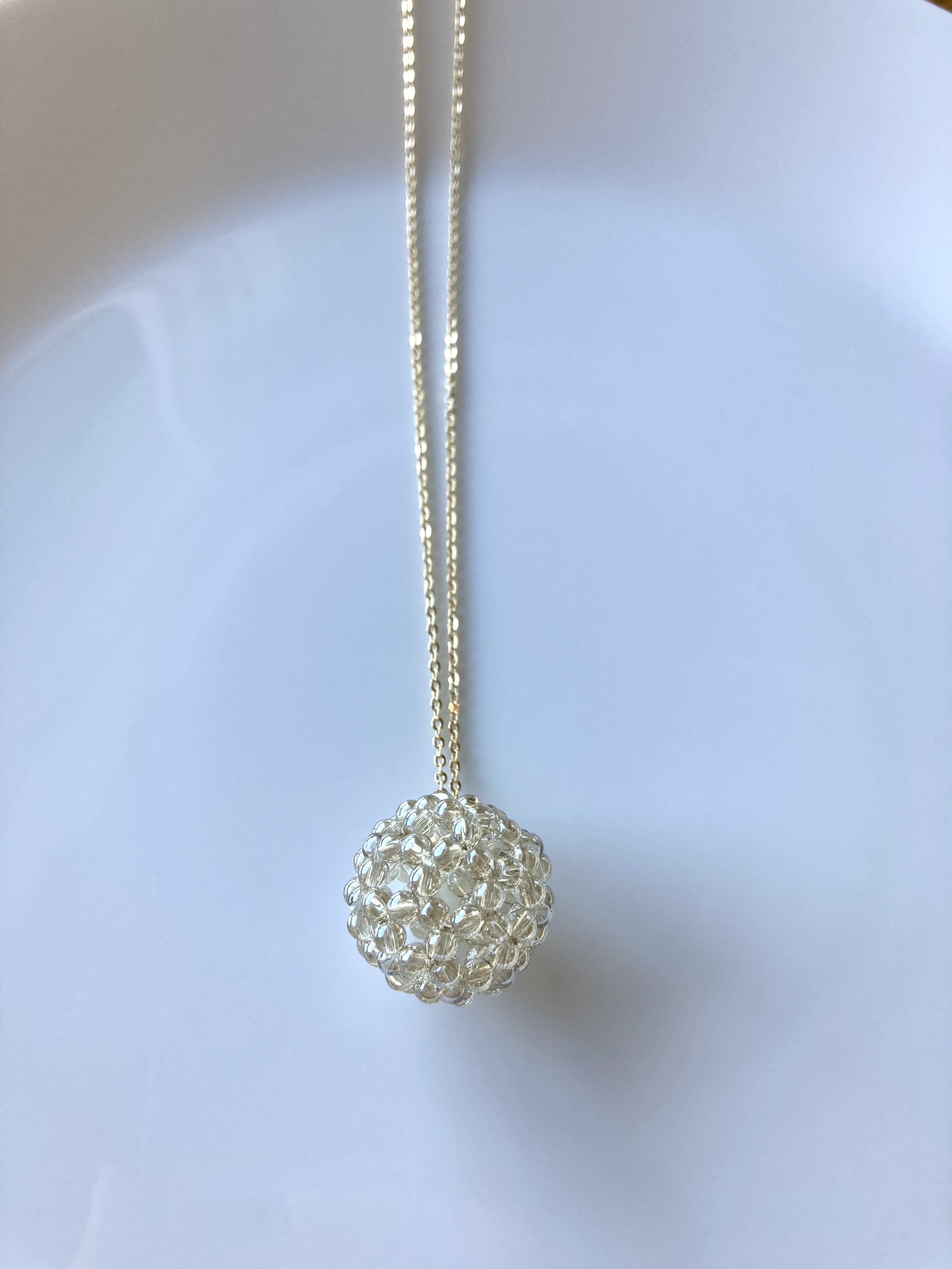 フラーレンのネックレス（40cm/45cm） シャンパンオーラクリスタル