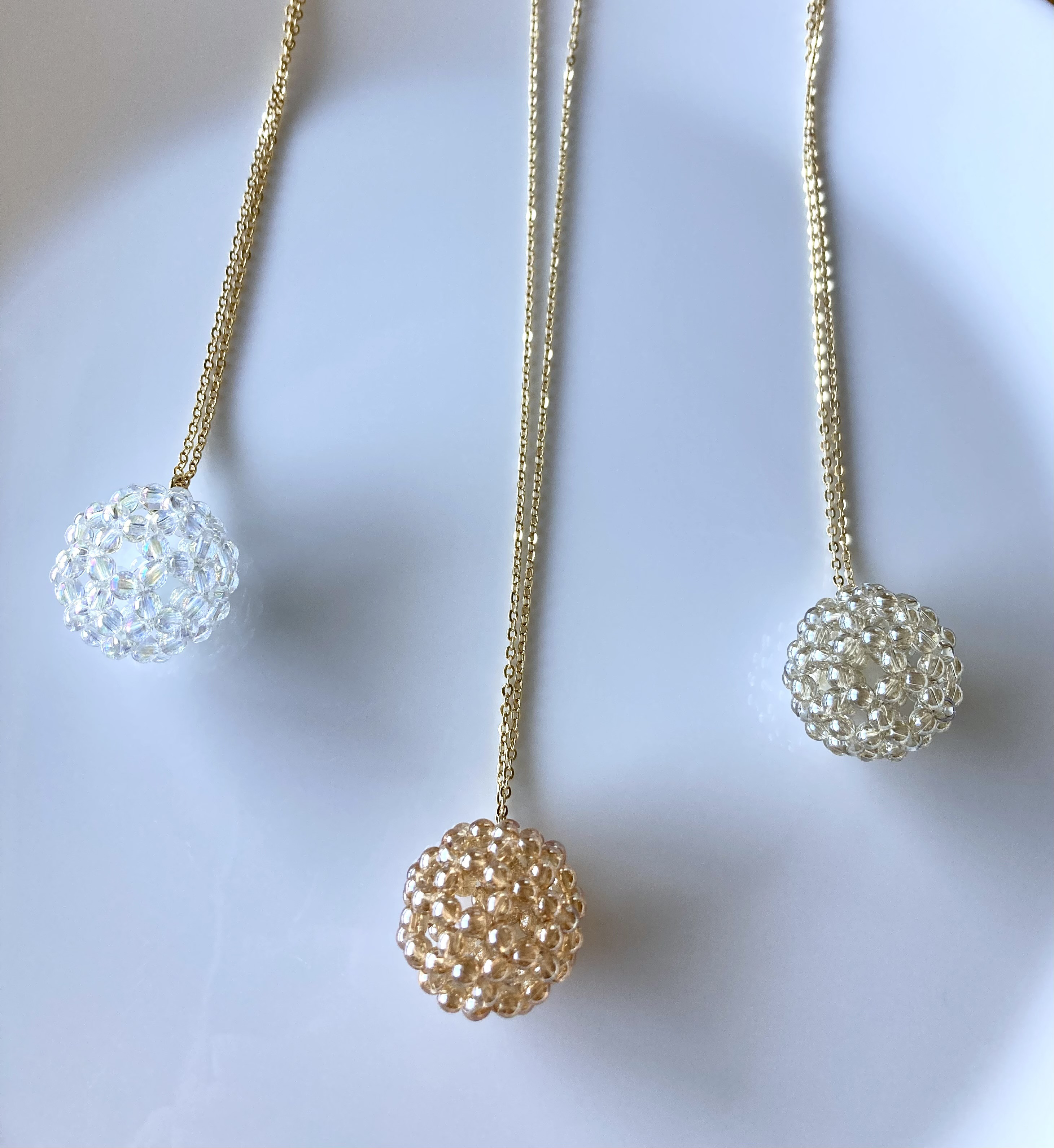 フラーレンのネックレス（40cm/45cm） シャンパンオーラクリスタル