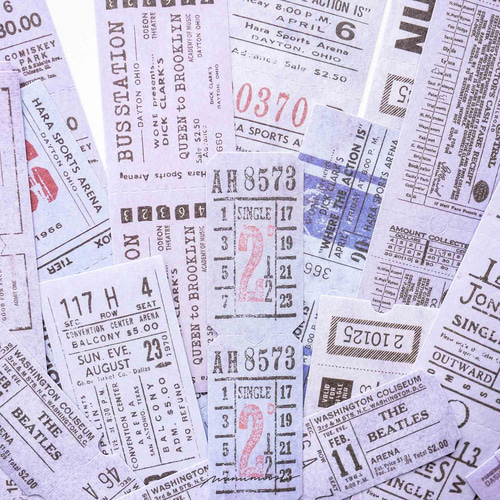 レトロ調 チケットシール 50枚 purple [AU594] シール・ステッカー