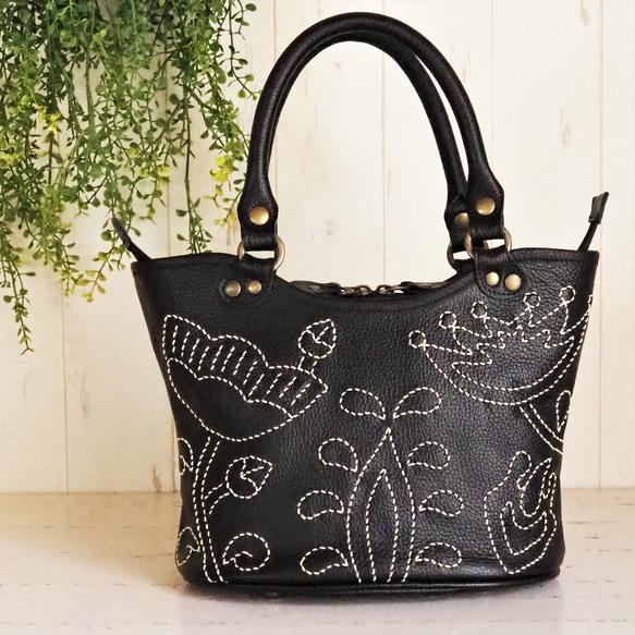 本革 バケツトートバッグ 黒 Scrap Book バケツ型 トートバッグ 本革