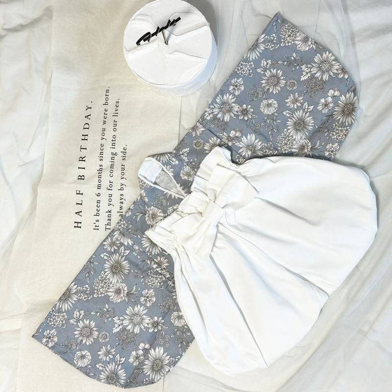 「即発送」ベビー袴　初節句　端午の節句　ひな祭り　100日祝い セレモニー　退院着 お食い初　ハーフバースデー  青