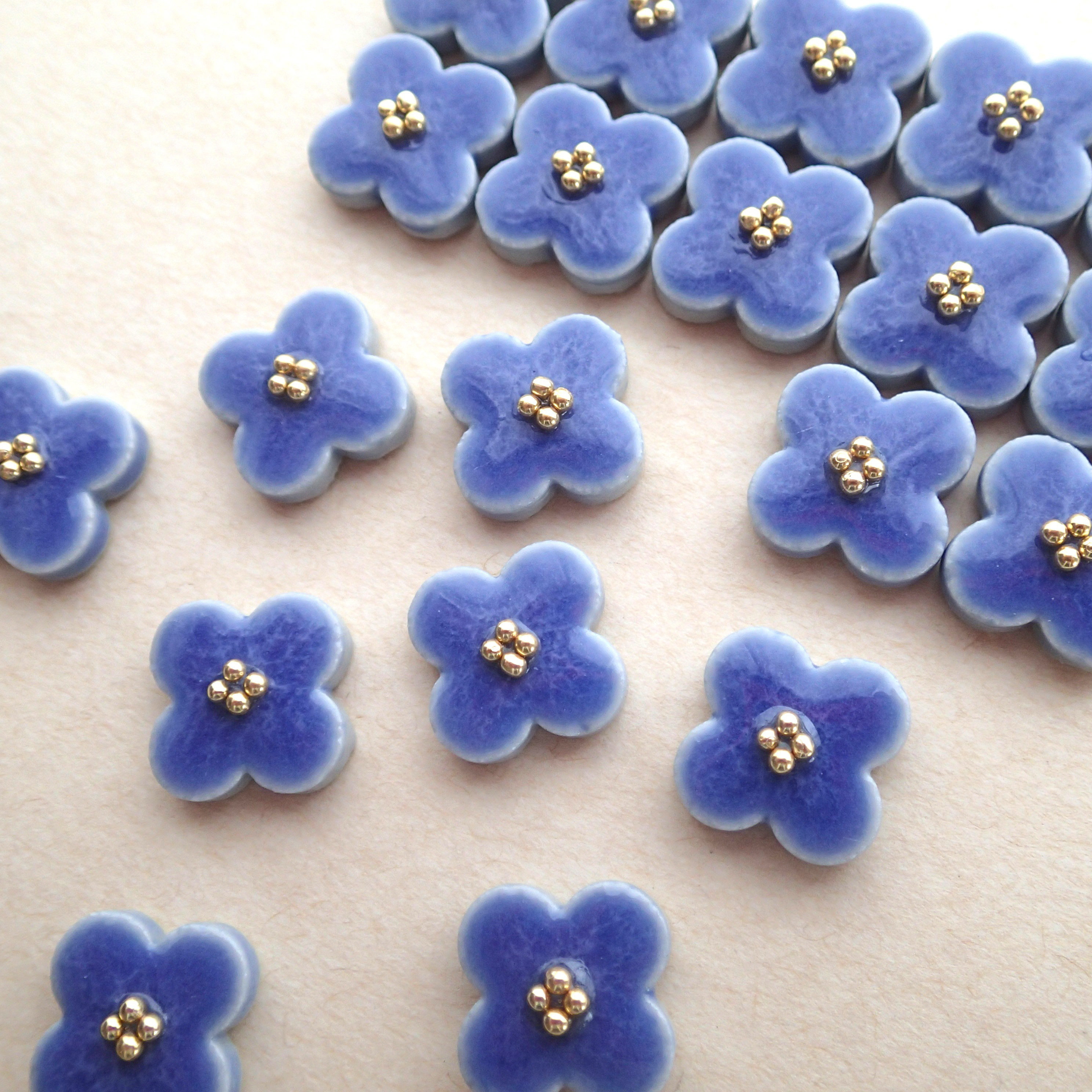 モザイクタイル 花型5個＜コバルトブルー＞ その他素材 koto