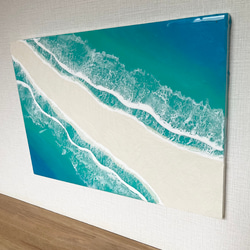 オーシャンアート 波レジンアート A3サイズ 海 ターコイズブルー【長方形 R-14】 5枚目の画像