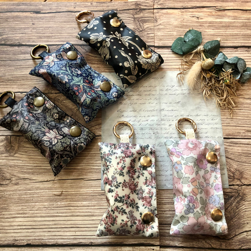 ✮482 リバティエッタコーデュロイ使用携帯ゴミ袋ポーチハンドメイド