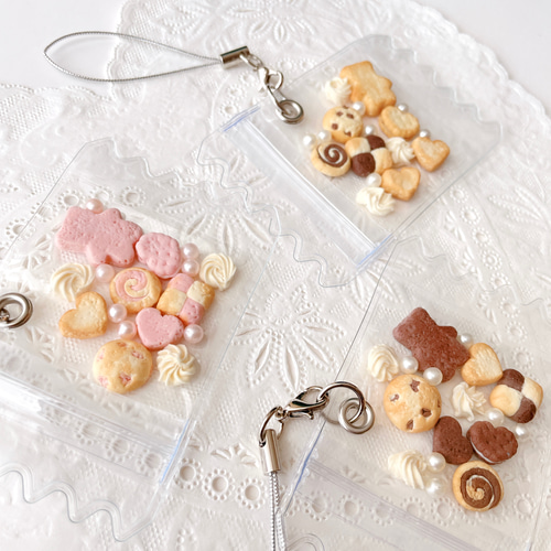 【未開封】グリコ♡お菓子ミニチュアストラップ　コンプリート　希少　全5種 ミニチュアクッキー入り♡キャンディーバッグ ストラップ