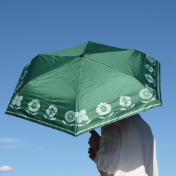 UVカット折りたたみ傘 プランター オリーブ 花柄 紫外線99.9%カット 晴雨兼用 163428 日傘 竹ハンドル 1枚目の画像