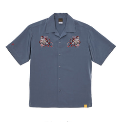 「蛸と珊瑚」 刺繍　シルキーオープン半袖シャツ 16枚目の画像