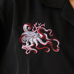 「蛸と珊瑚」 刺繍　シルキーオープン半袖シャツ 2枚目の画像