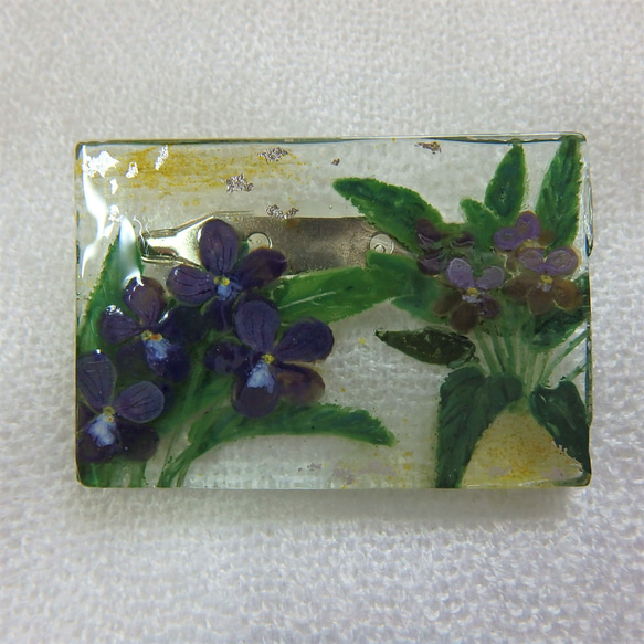 「菫 -sumire-」GLASSブローチ　アクセサリー　野草 3枚目の画像