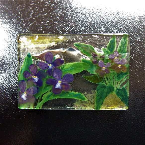 「菫 -sumire-」GLASSブローチ　アクセサリー　野草 1枚目の画像
