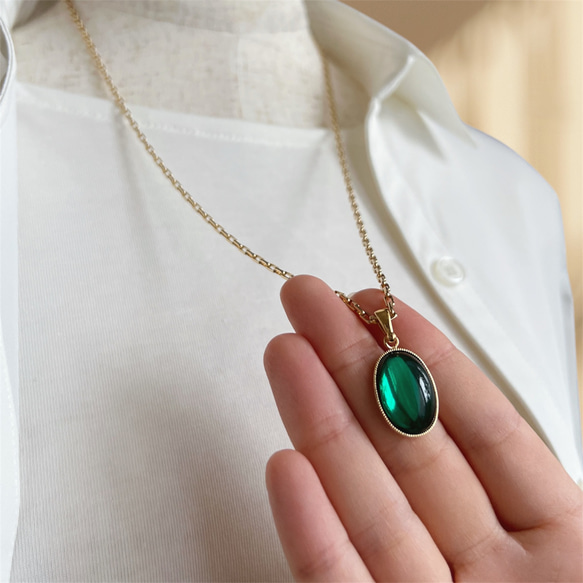 Key of Life▶︎エメラルド グリーン チェコガラス ネックレス