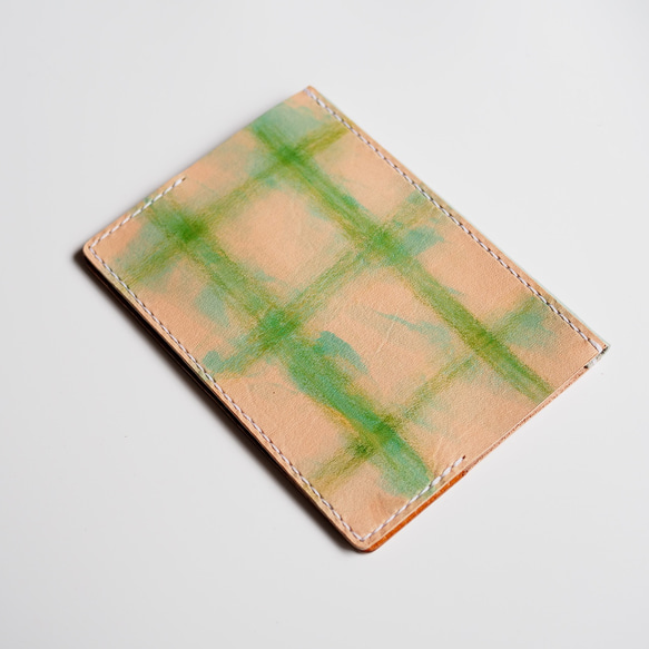 革のノートカバー・ブックカバー（A6）ノート付き　Green 001 本革・レザー 4枚目の画像