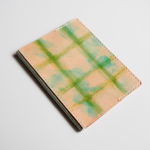 革のノートカバー・ブックカバー（A6）ノート付き　Green 001 本革・レザー 1枚目の画像