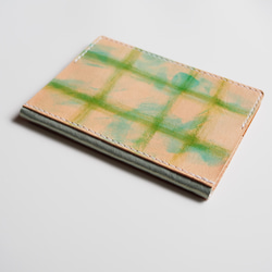 革のノートカバー・ブックカバー（A6）ノート付き　Green 001 本革・レザー 6枚目の画像