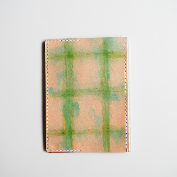革のノートカバー・ブックカバー（A6）ノート付き　Green 001 本革・レザー 2枚目の画像