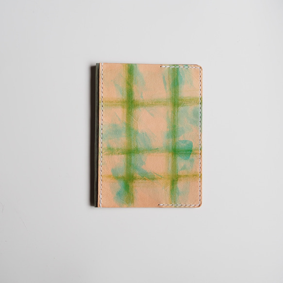 革のノートカバー・ブックカバー（A6）ノート付き　Green 001 本革・レザー 3枚目の画像