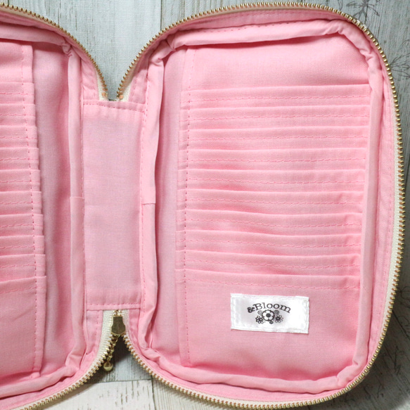 リバティプリント使用 ペンローズ　ピンク　お薬手帳ケース 6枚目の画像
