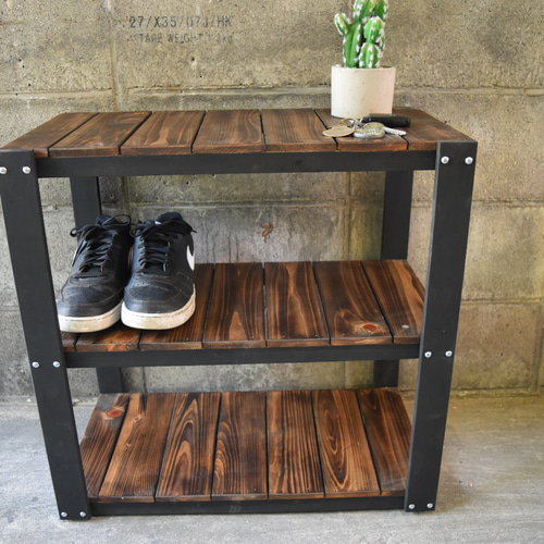 新品即決 シューズラック 男前インテリア インダストリアル