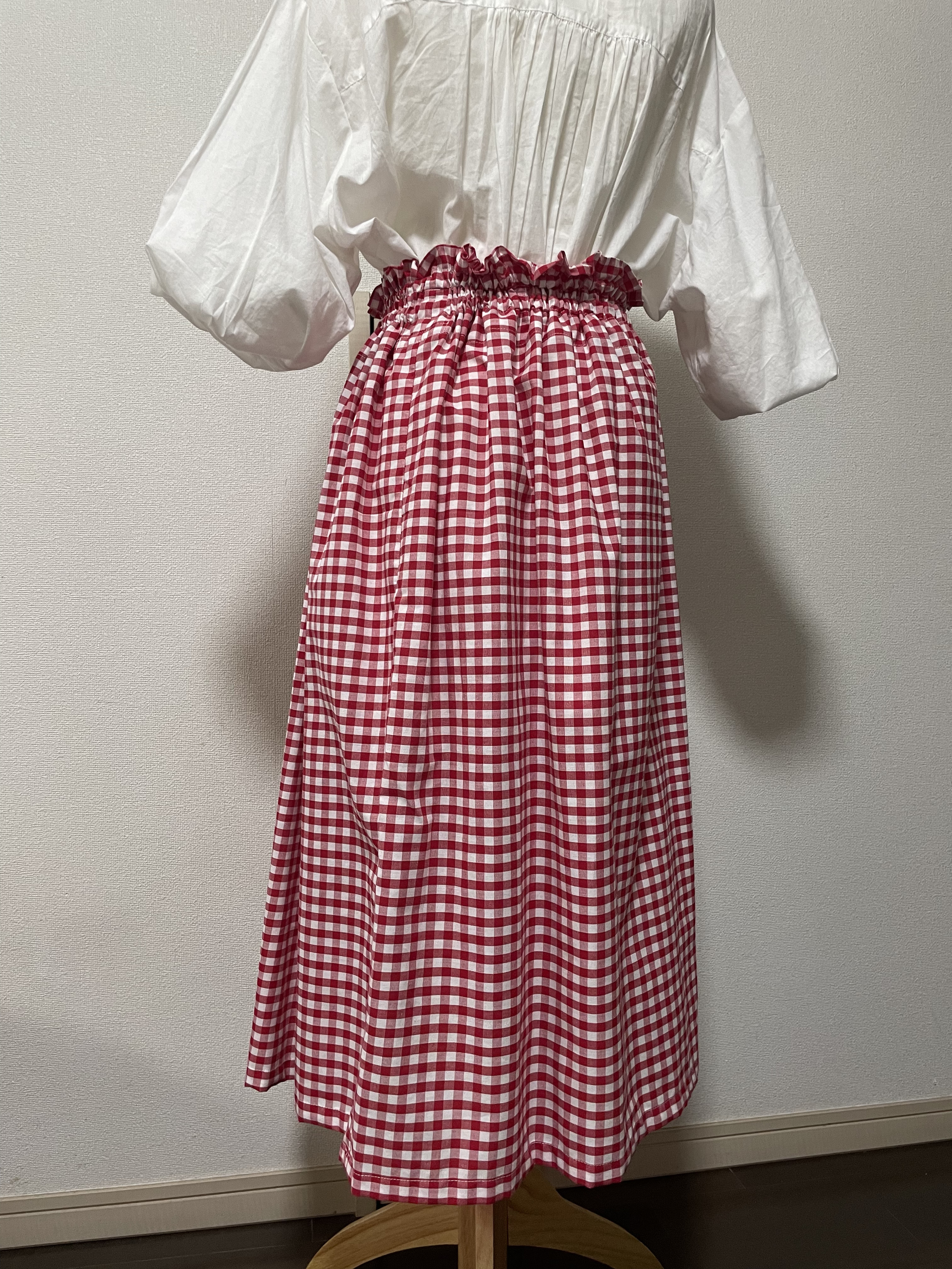 チェックスカート　レッド