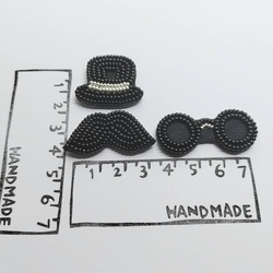 Dandyな3点セット＊ビーズ刺繍ブローチ【C-2332】 4枚目の画像