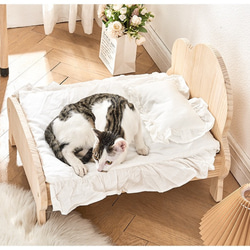 北欧風猫ベッド/犬ベッド　木製　雲デザインペットベッド　天然木キャットベッド　ペット家具 8枚目の画像